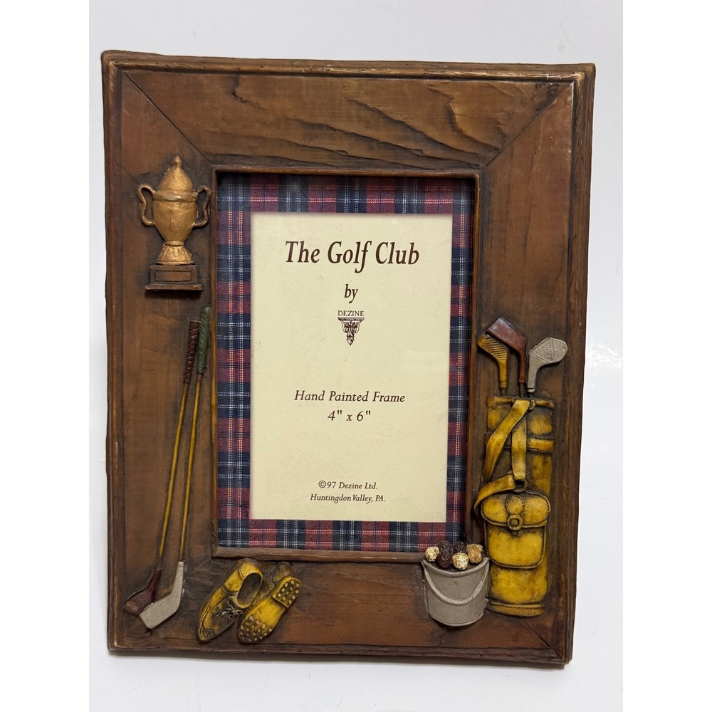Vintage Golf Club Picture Frame Hand Painted 4x6 Desk Wall‎ Frame